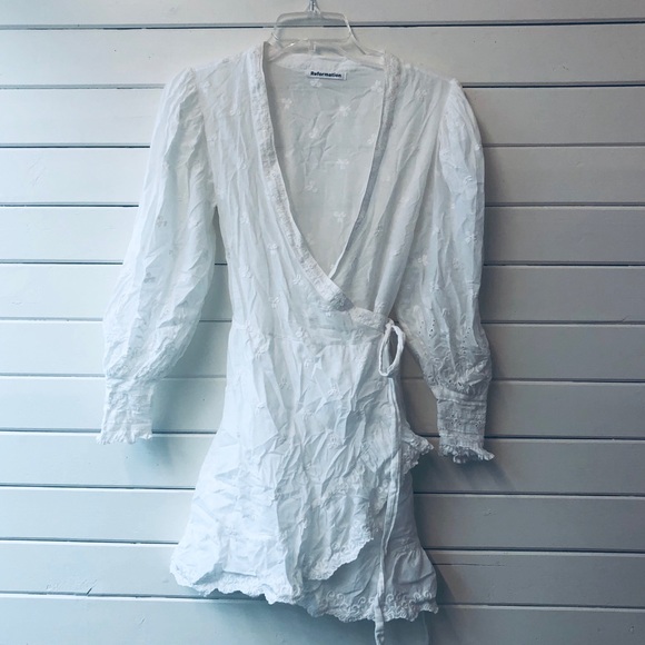 Reformation Dresses & Skirts - Preowned Worn once Reformation Eyelet wrap dress